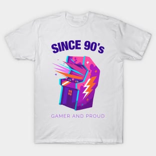 Since 90s Gamer and Proud - Gamer gift - Retro Videogame T-Shirt